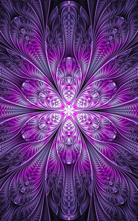 5k Free Download Fractal Flower Abstraction Bright Purple