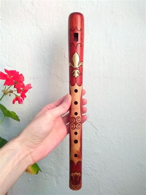 Wooden Flute In Key Of A Royal Lily Etsy Wooden Flute Flute