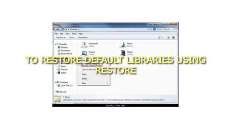 How To Restore The Default Libraries In Windows 7 And Windows 8 Youtube