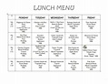 School lunch menu calendar template - mblomi