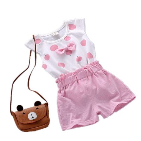 High Quality Childrens Cotton Short Sleeved Suit Baby Girl Summer