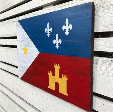 Acadian Flag Wood Sign Flag Of Acadiana Louisiana Wood Sign Etsy