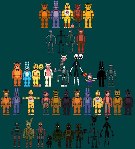 Tommyproductionsincs New Fnaf1 3 Sprites Includes Un Withered
