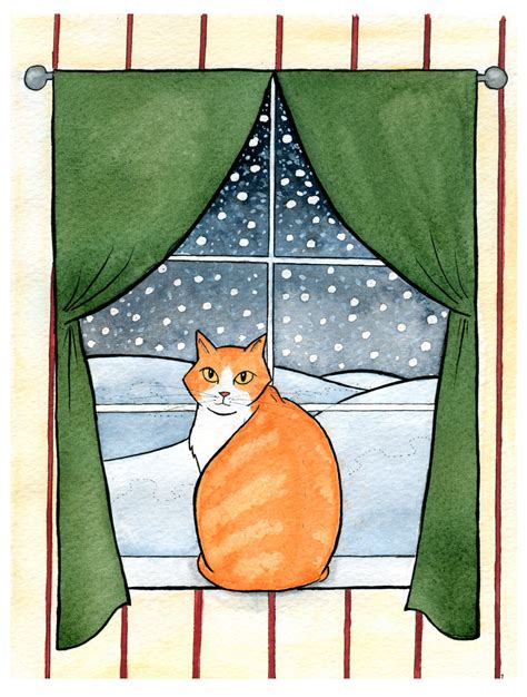 Winter Cat Art Print Danielle V Designs