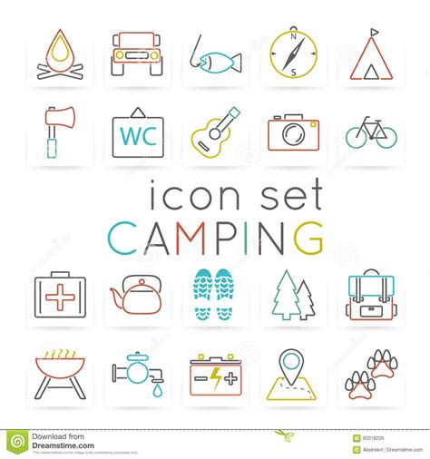 Camping Icon Set Stock Vector Illustration Of Outdoors