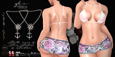 Second Life Marketplace ♥ Gh ♥ Bella Denim Shorts And Bra Glamour Edition
