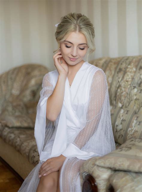 Sheer Robe Long White Robe Boudoir Bridal Robe Wedding Etsy