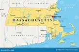 Massachusetts, Mapa Político, Commonwealth of Massachusetts, MA ...