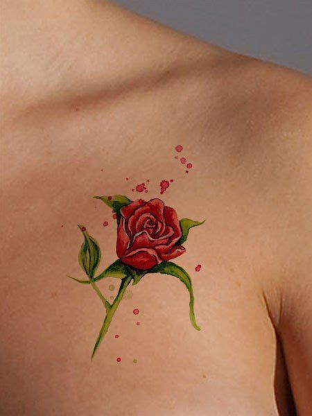 This Beautiful Single Stem Red Rose Tattoo Is Available As