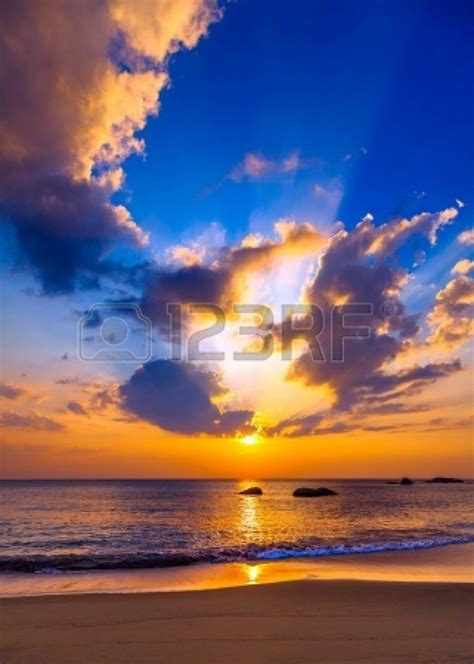 Colorful Sunset Over The Sea Blue Sky Background Holiday Background