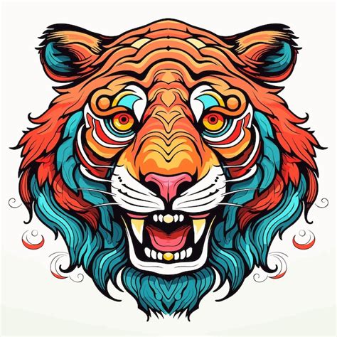 Premium Vector Portrait Of A Tiger In Pop Art Style Template For