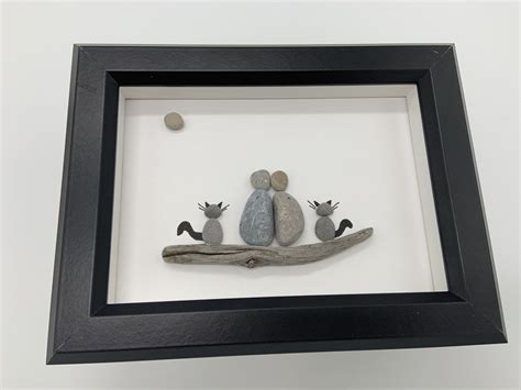 Pebble Art Couple with cat 5 by 7 framed couple pebble | Etsy | Pebble ...