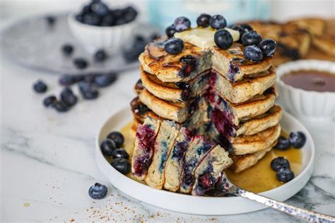 Fluffy Blueberry Vanilla Pancakes Kalefornia Kravings