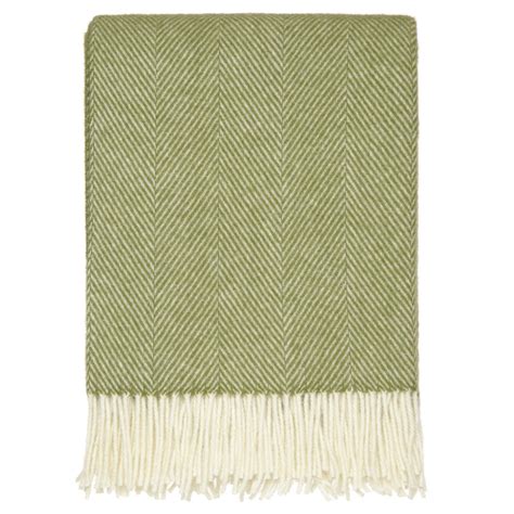 Olive Green Herringbone Throw By Dreamwool Blanket Co