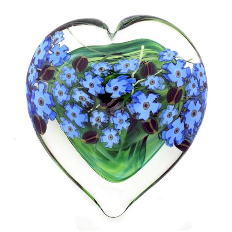 Forget Me Not Heart Paperweight By Shawn Messenger Art Glass Paperweight Artful Home