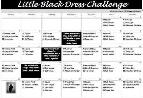 November Fitness Challenge Little Black Dress Challenge Health And