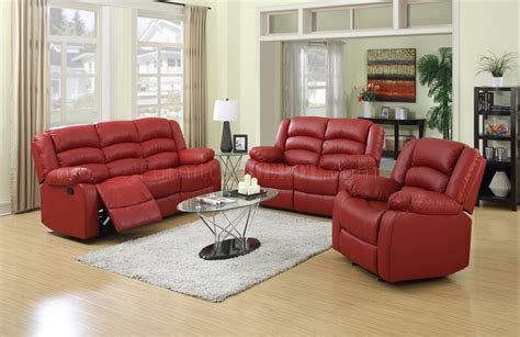 G949 Motion Sofa And Loveseat In Red Bonded Leather By Glory