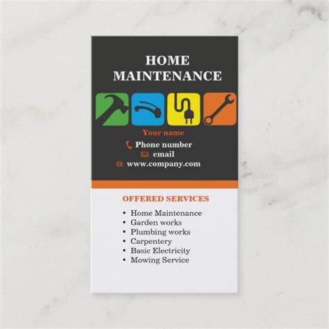 Handyman Services Home Maintenance Business Card Au