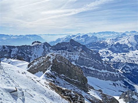 View Of The Snowy Alpine Peaks From SÃ¤ntis The Highest Peak Of The