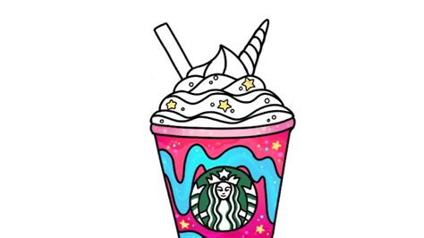 Unicorn Starbucks Coloring Pages How To Draw A Starbucks Unicorn