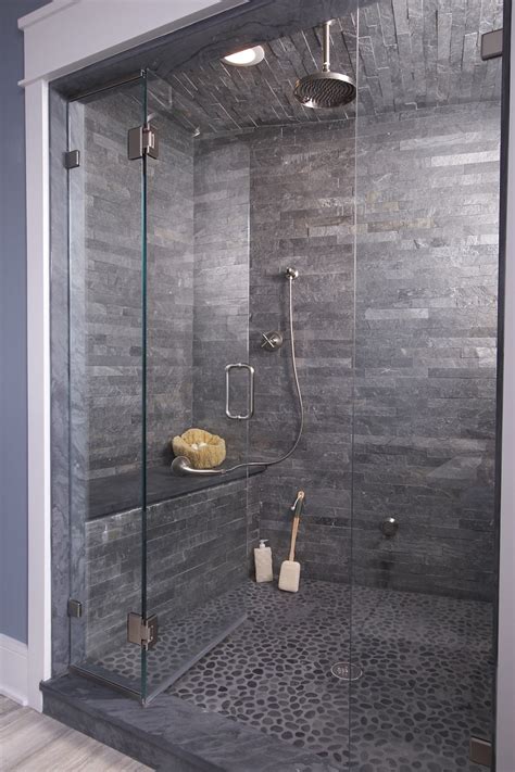 Black, white, and everything in between. 30 grey natural stone bathroom tiles ideas and pictures 2019