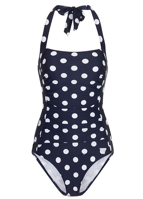 Navy Polka Dot Swimsuit By Lascana Swimwear Polka Dot Swimsuits