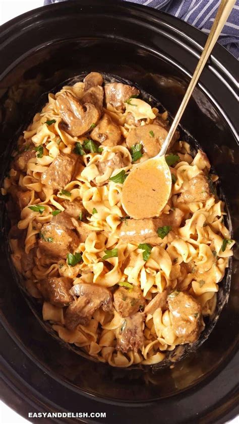 Slow Cooker Beef Stroganoff Healthy Easy And Delish Food 24h