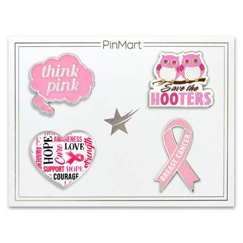 Pinmarts Think Pink Breast Cancer Awareness Hope Ribbon Enamel Lapel