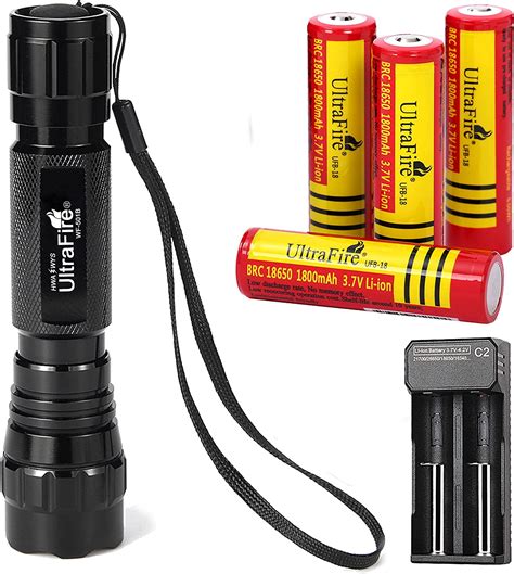 Ultrafire Single Mode Led Flashlight With 4 Pcs Ufb18 And Charger 500