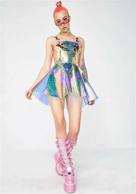 Space Gurl Hologram Overall Dress Rave Fashion Overall Dress Rave