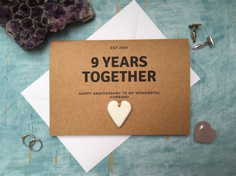 9th Anniversary Card For Husband 9 Years Together Est 2012 Etsy