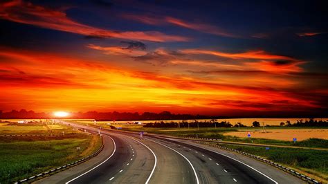 Outdoors Transport Clouds Sunset Speed Direction Hill Freeway