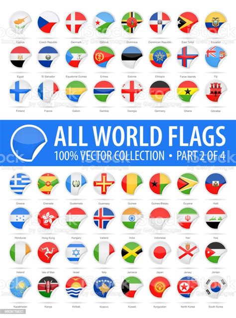 World Flags Vector Round Corner Glossy Icons Part 2 Of 4 Stock