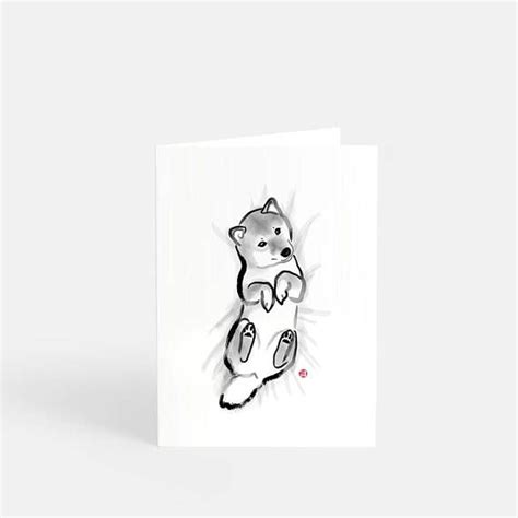 Comfy Baby Shiba Inu Bulk Card Discountanimal Illustration Sumi E