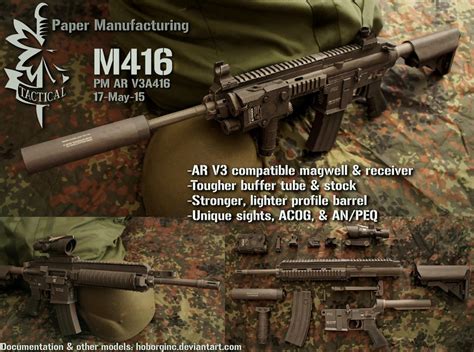 Hk416 M416 Papercraft Assault Rifle Free