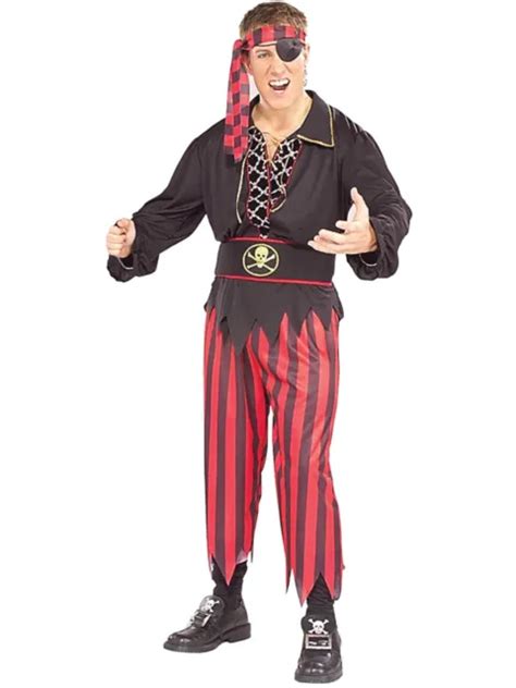 Adult Mens Pirate Ship Crew Matie Captain Costume With Deluxe Lace Up