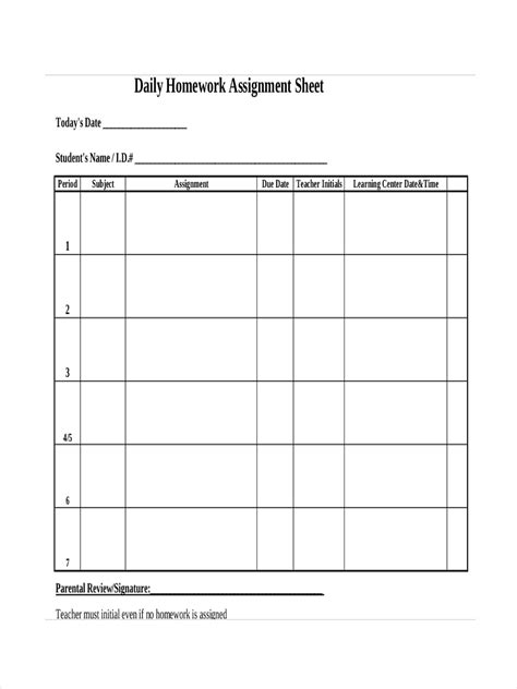 Assignment Sheet Template Professionally Designed Templates
