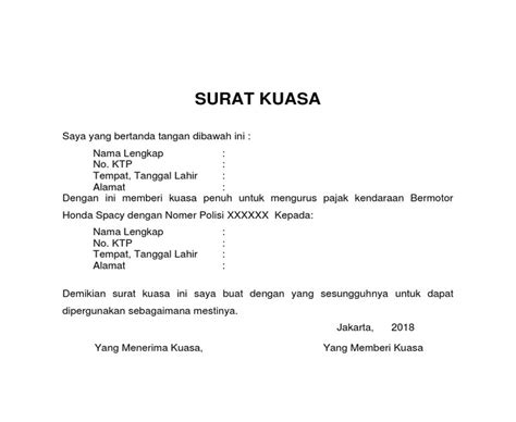 Contoh Surat Kuasa Pengurusan Stnk 5 Tahunan - Vigicle Walls