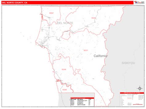 Del Norte County, CA Zip Code Maps - Red Line