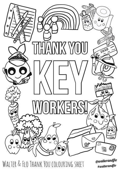 Thank You Key Workers Free Colouring Sheet Coloring Sheets