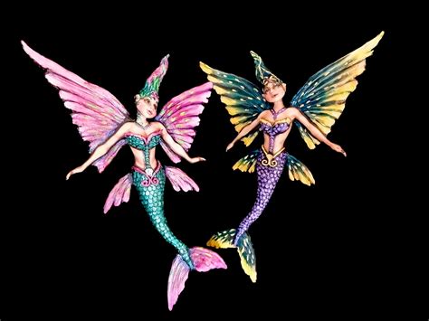 Flying Fish Mermaids Wall Hanging 1 Etsy