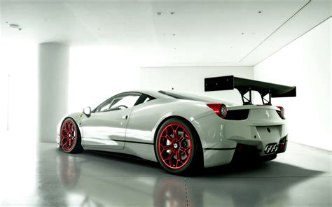download wallpapers ferrari 458 italia white sports coupe red wheels aerodynamic spoiler