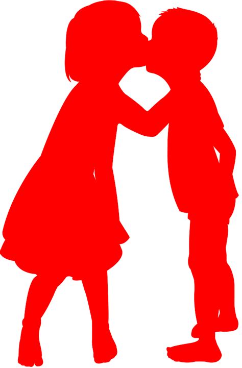 Boy And Girl Kissing Silhouette Free Vector Silhouettes