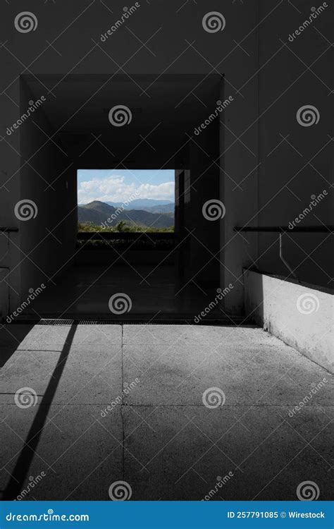 Landscpe With Mountains Seen Throught The Window Stock Image Image Of