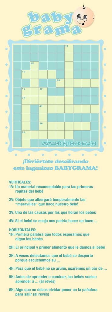 Crucigrama Juegos Para Baby Shower Pdf Juegos De Baby Shower Para My