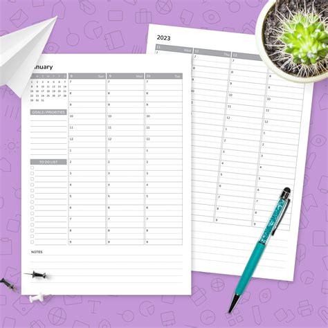 Two Page Vertical Weekly Planner Template Printable Pdf Money Saving