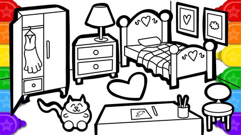 Kids Bedroom Coloring Pages How To Draw And Color Barbie Living Room