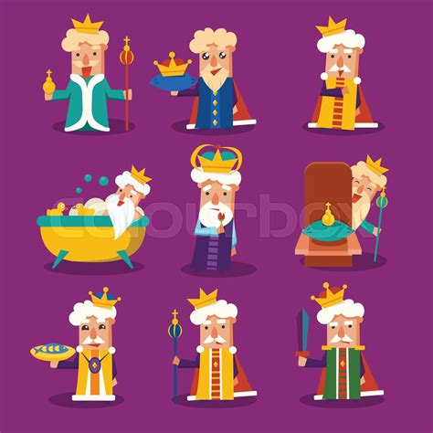 King Cartoon Illustration Set Stock Vector Colourbox