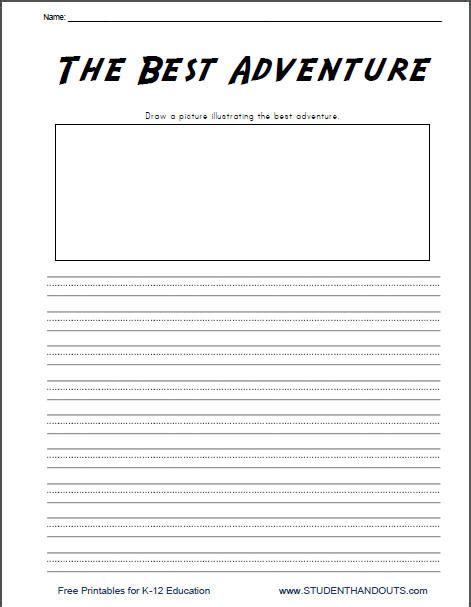 The Best Adventure K 2 Writing Prompt Free To Print Pdf File