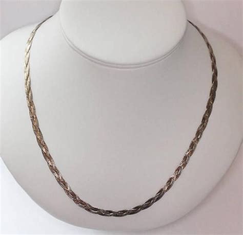 Vintage Sterling Silver Braided Necklace Italian Silver In A Two Color